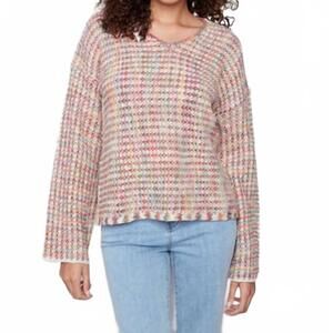 NEW CHARLIE B novelty yarn crochet sweater in multicolor